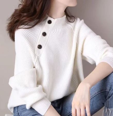 Paloma - Pull Automne à Demi-Col Boutonné Élégant pour Femmes