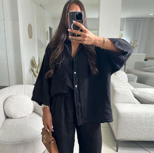 Ensemble et pantalon à manches longues en coton de soie