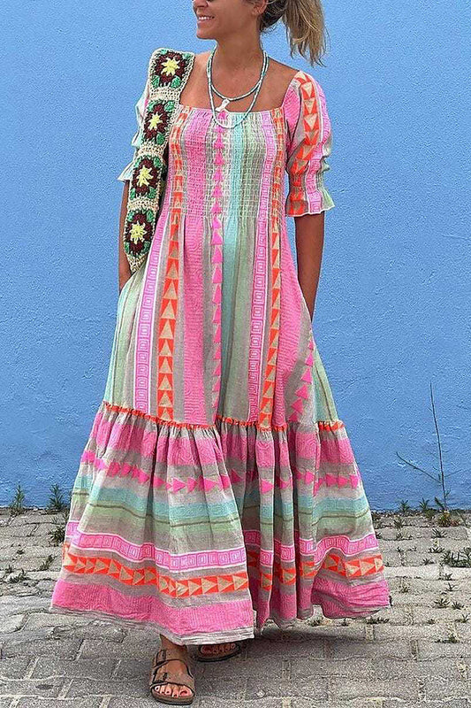 Carlisha - robe à encolure carrée avec style estival