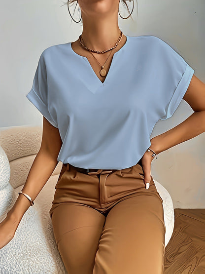 T-shirt décontracté - Col en V et manches courtes