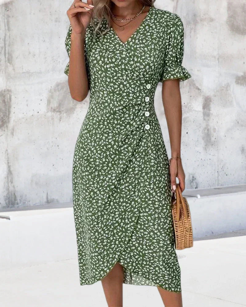 Cellie - Robe à imprimé floral et manches courtes
