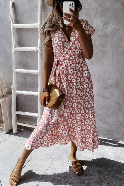 Chanelle - Robe midi imprimée marguerite