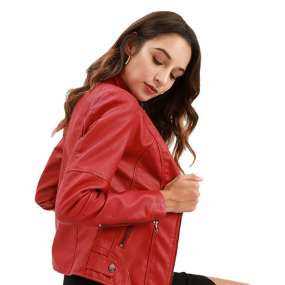 Meli - veste en cuir pour femme avec mao