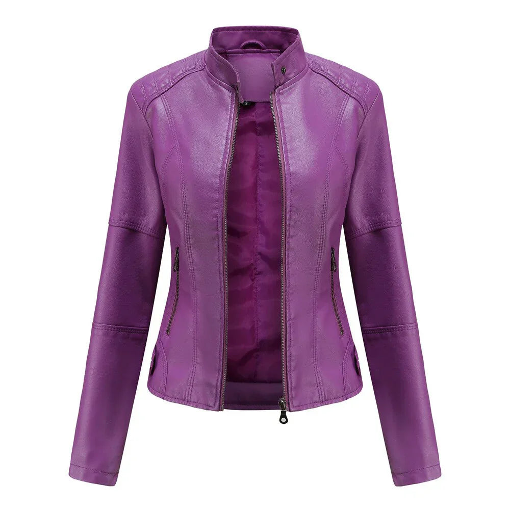 Meli - veste en cuir pour femme avec mao