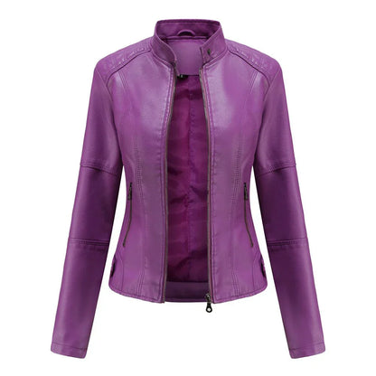Meli - veste en cuir pour femme avec mao