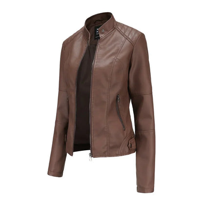 Meli - veste en cuir pour femme avec mao