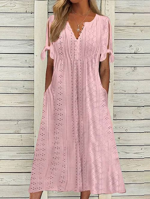 Chava - Robe unie Resort avec dentelle pour femmes