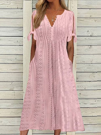 Chava - Robe unie Resort avec dentelle pour femmes