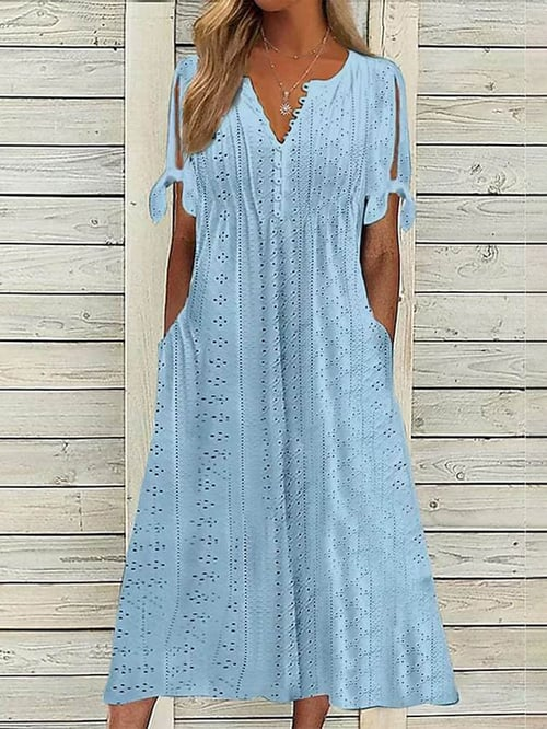 Chava - Robe unie Resort avec dentelle pour femmes