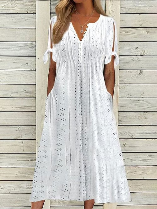 Chava - Robe unie Resort avec dentelle pour femmes