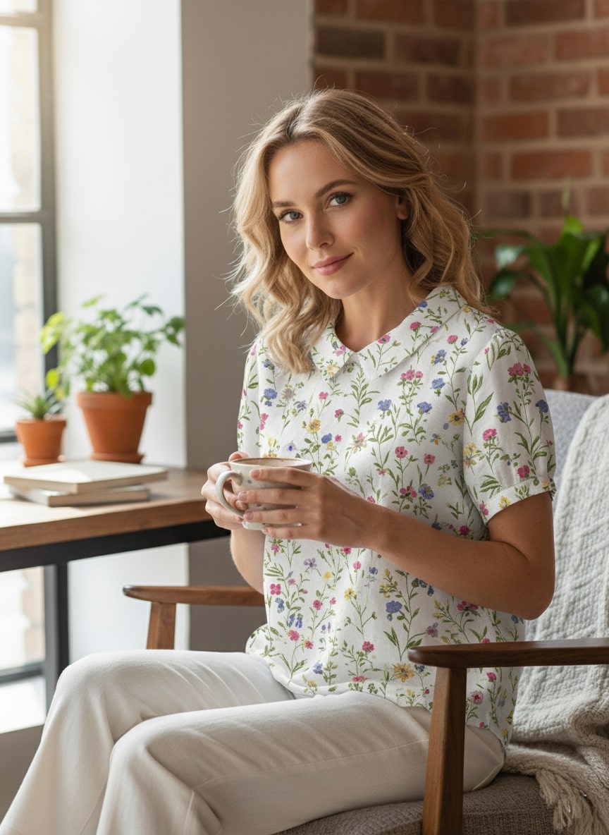 Amélie | Chemisier Femme à Imprimé Floral Élégant et Confortable
