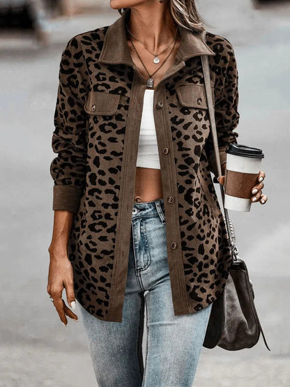 Manteau pour femme - Imprimé panthère - Chic décontracté avec col neutre - Parfait pour le printemps