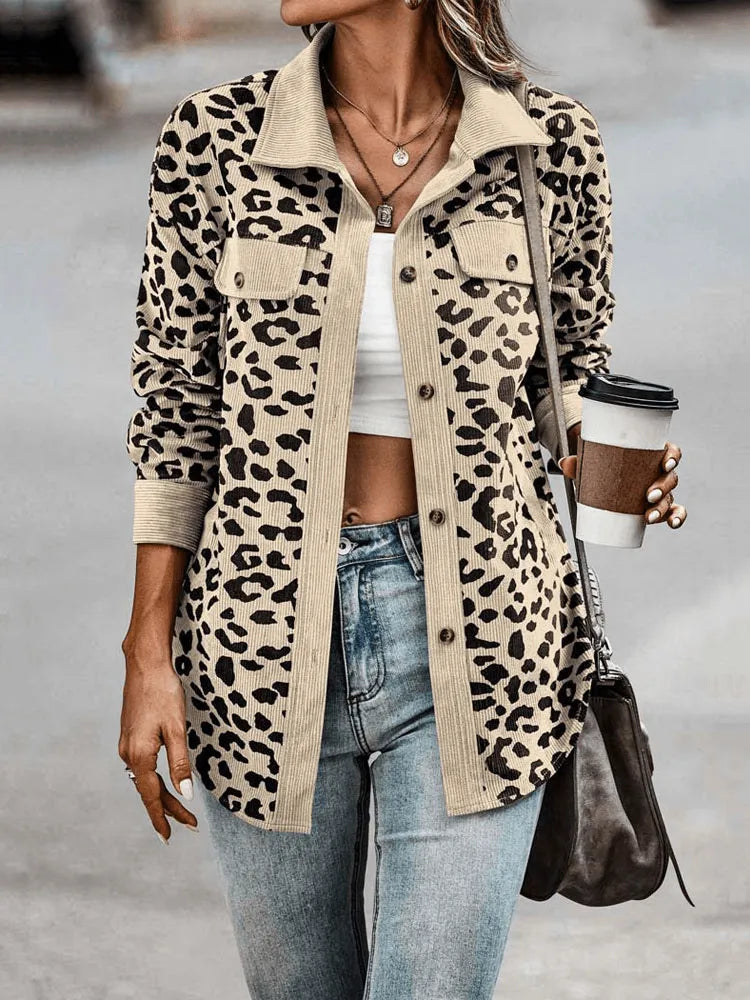 Manteau pour femme - Imprimé panthère - Chic décontracté avec col neutre - Parfait pour le printemps