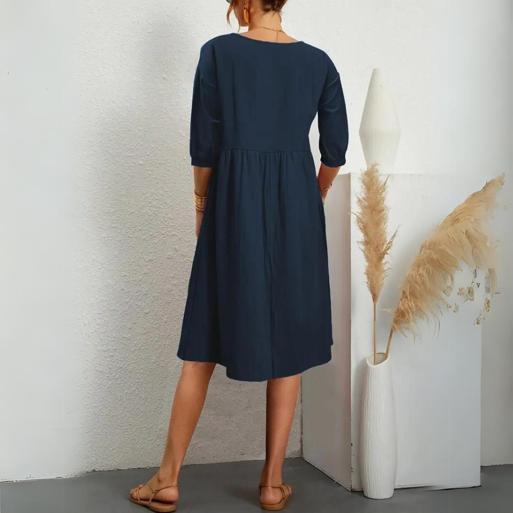 Clara - Robe élégante à manches lanternes