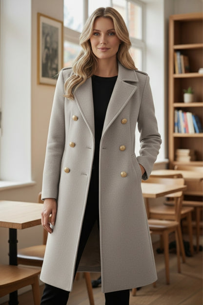 Clara | Manteau Femme en Laine à Double Boutonnage Chic et Confortable