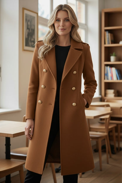 Clara | Manteau Femme en Laine à Double Boutonnage Chic et Confortable