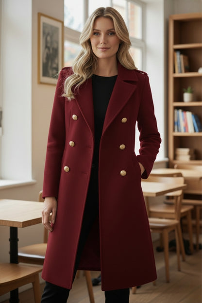 Clara | Manteau Femme en Laine à Double Boutonnage Chic et Confortable
