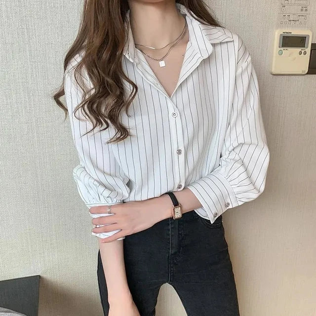FLORES | Cardigan blanc à col polo et rayures pour femme