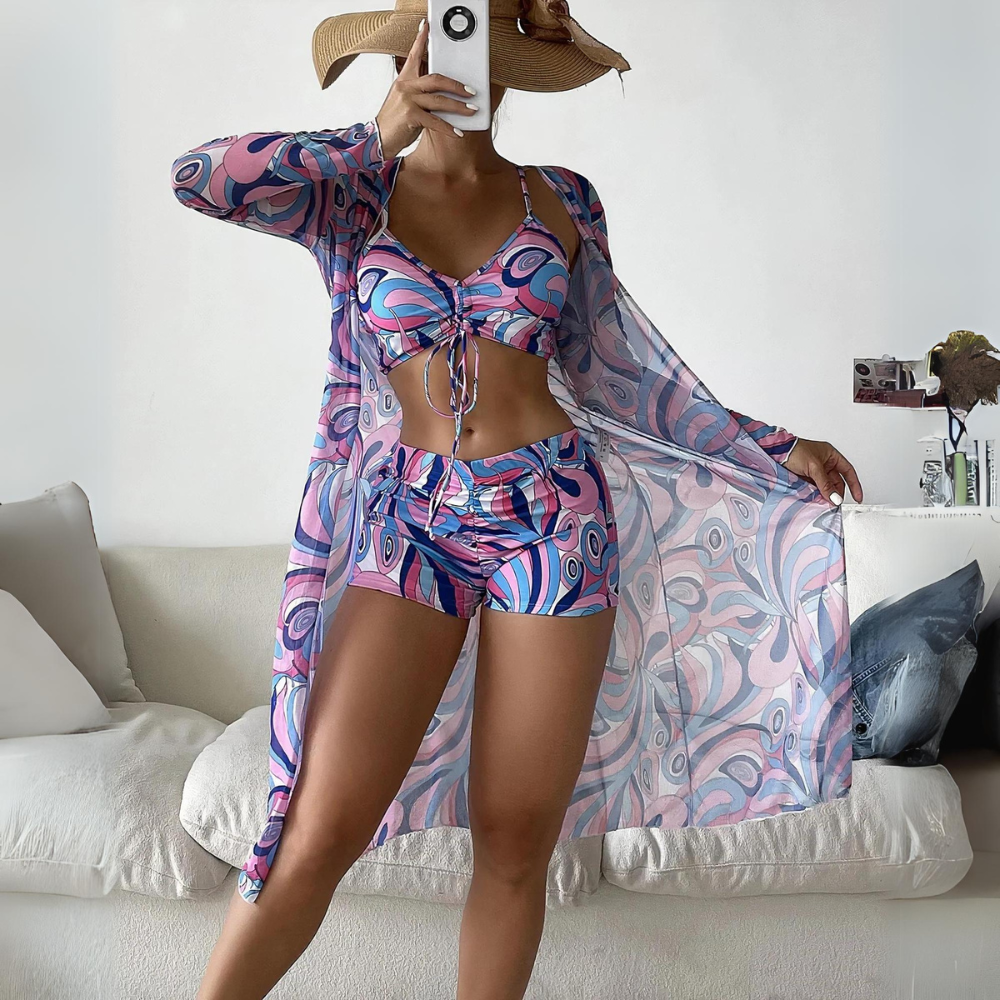 Cleo - Ensemble de bikinis taille haute avec couverture