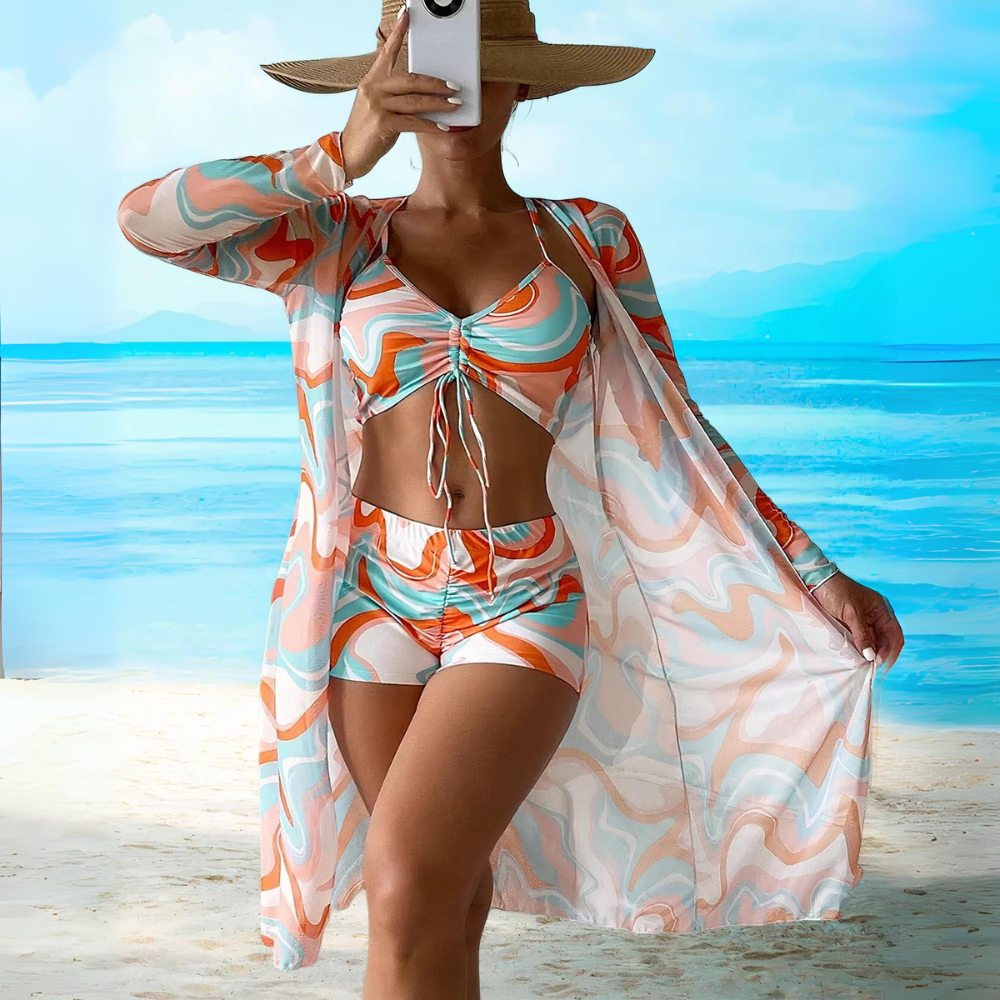 Cleo - Ensemble de bikinis taille haute avec couverture
