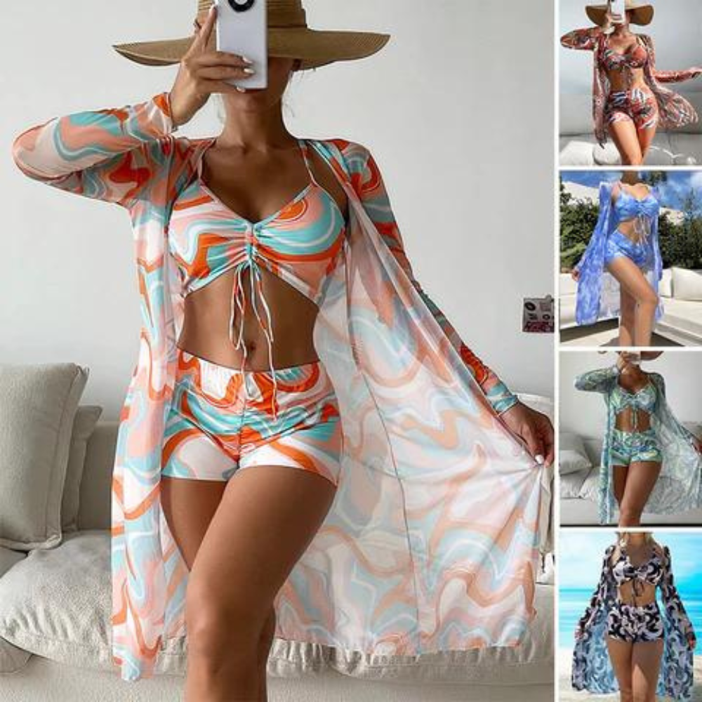 Cleo - Ensemble de bikinis taille haute avec couverture
