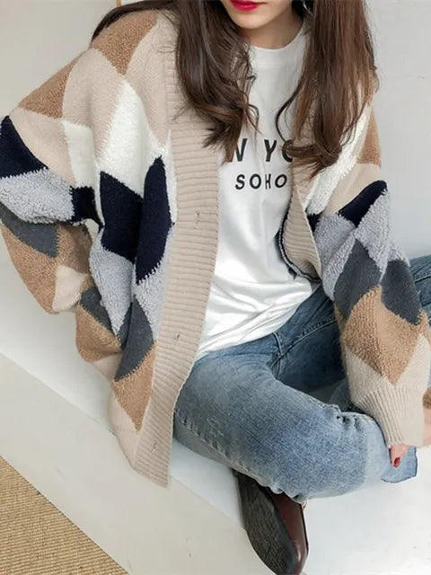 Aleda - Cardigan boutonné à carreaux