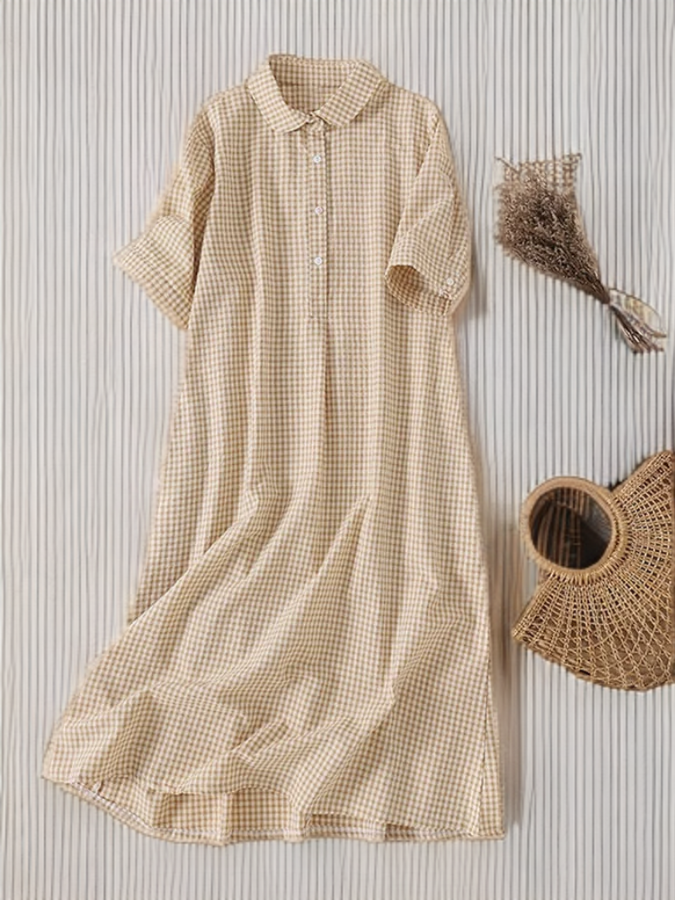 Corra - Robe polo à encolure écossaise