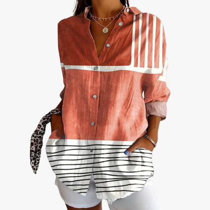 Blouse brodée en lin pour femme