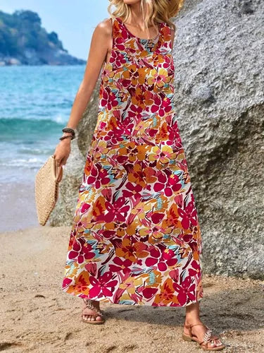 Doris - Robe décontractée sans manches avec imprimé bohème