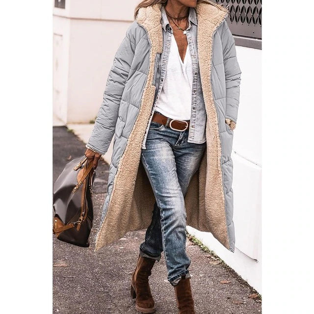 Nila | Manteau long réversible en sherpa