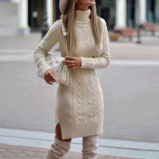 Robe élégante et chaude à col montant pour toutes les occasions