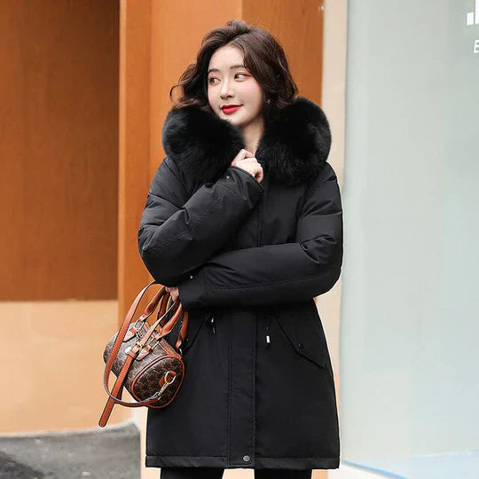 Alaisa - manteau parka long mode avec col fourrure 2024