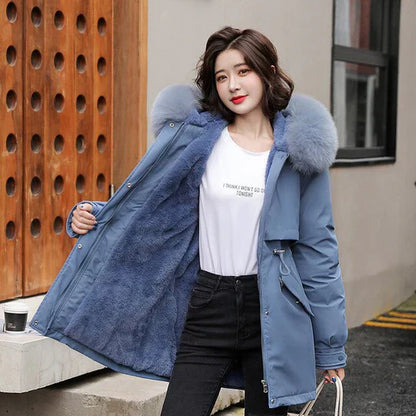 Alaisa - manteau parka long mode avec col fourrure 2024