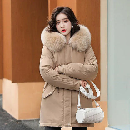 Alaisa - manteau parka long mode avec col fourrure 2024