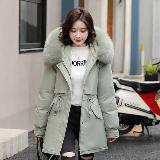 Alaisa - manteau parka long mode avec col fourrure 2024