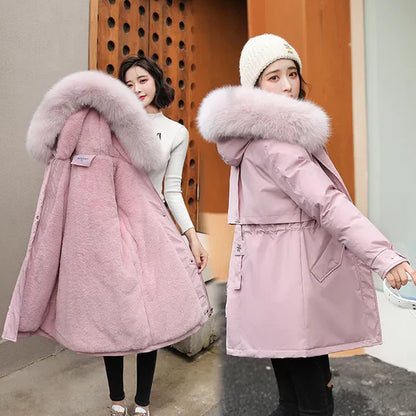 Alaisa - manteau parka long mode avec col fourrure 2024