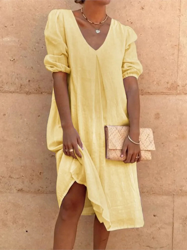 Robe midi élégante au charme décontracté