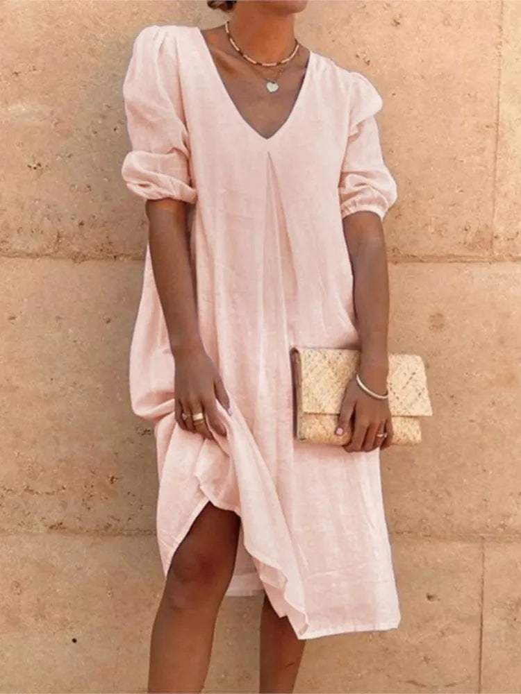 Robe midi élégante au charme décontracté