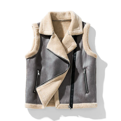 Veste sans manches avec fourrure pour femme