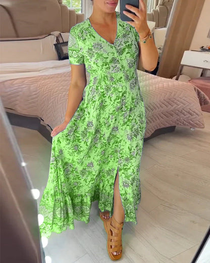Debbie - Robe à fleurs avec col en V