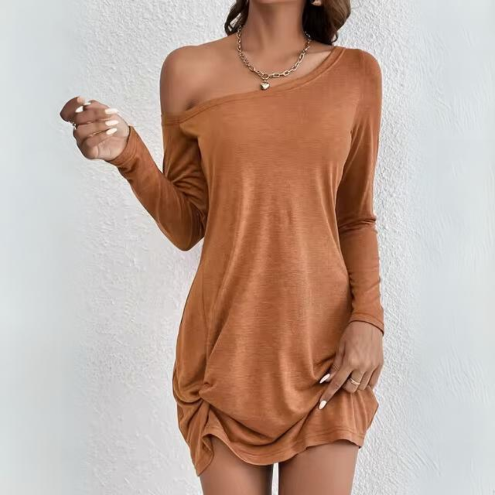 Delilah - Robe élégante épaules dénudées à manches longues