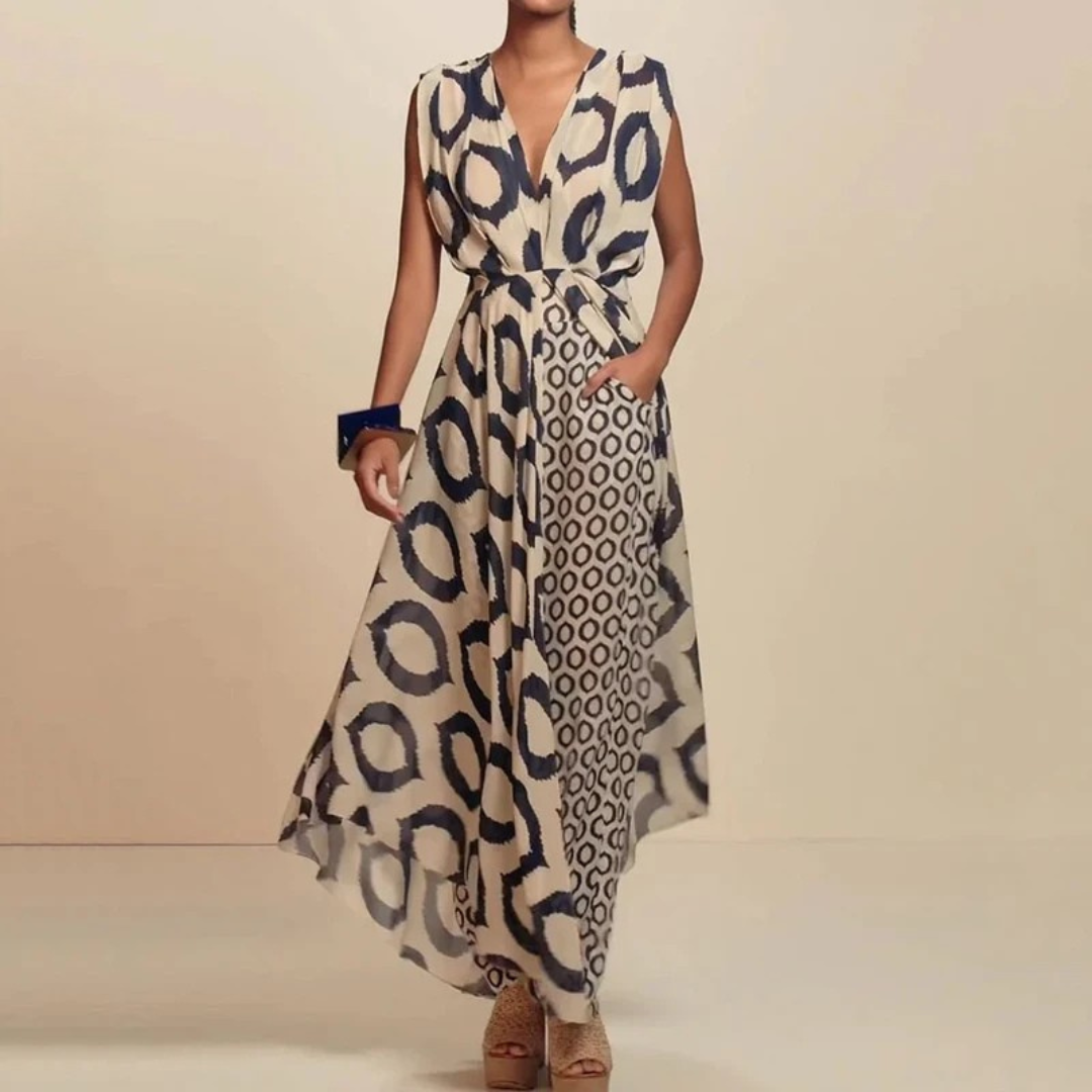 Robe longue à imprimé ethnique et poches