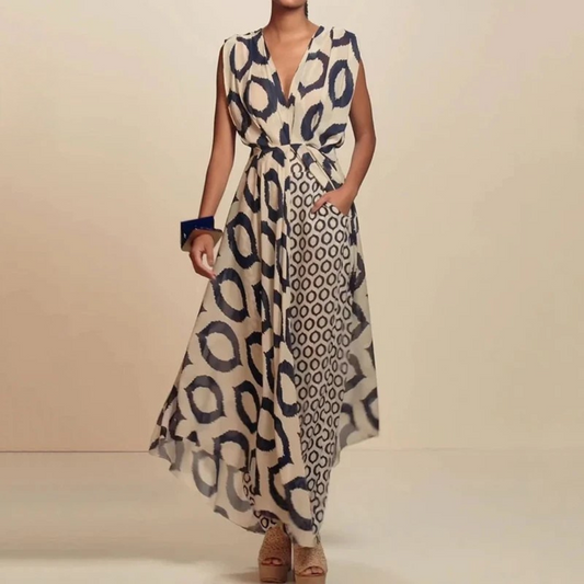 Robe longue à imprimé ethnique et poches