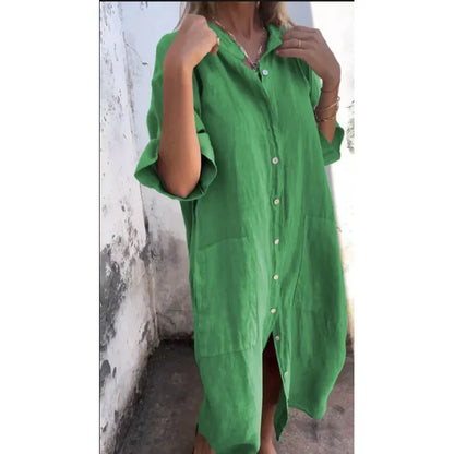 Diothel - Robe longue décontractée style chemise