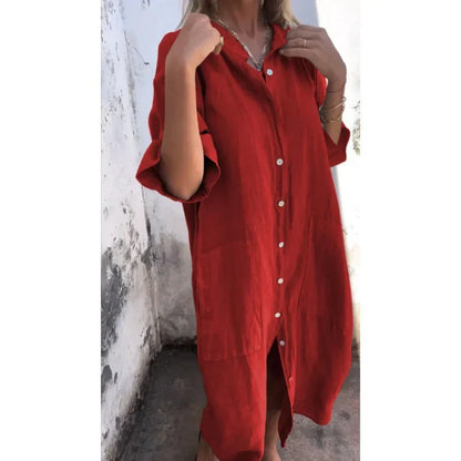 Diothel - Robe longue décontractée style chemise