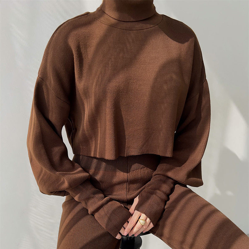 Anneliese - Ensemble Pull à Col Roulé en Tricot et Pantalon pour Femmes