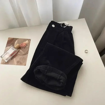 Joep - Pantalon rétro à taille haute en velours côtelé pour femmes