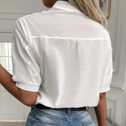 Erin - Top en dentelle avec manches lanternes