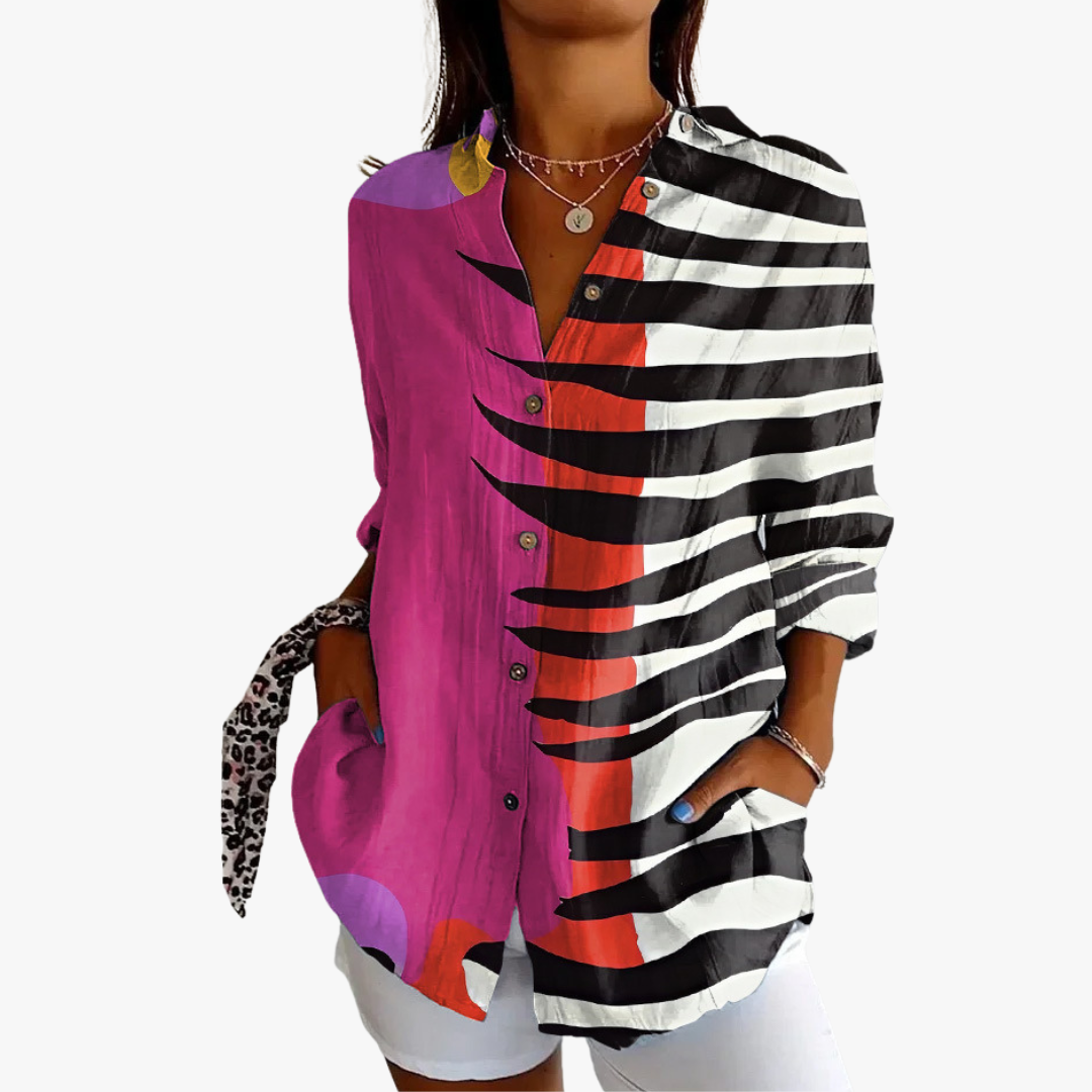 Blouse brodée en lin pour femme