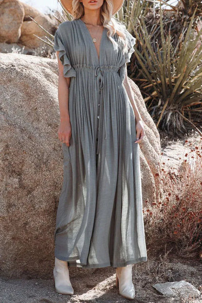 Eleanor - Robe à col V et manches volantées Fairy Air